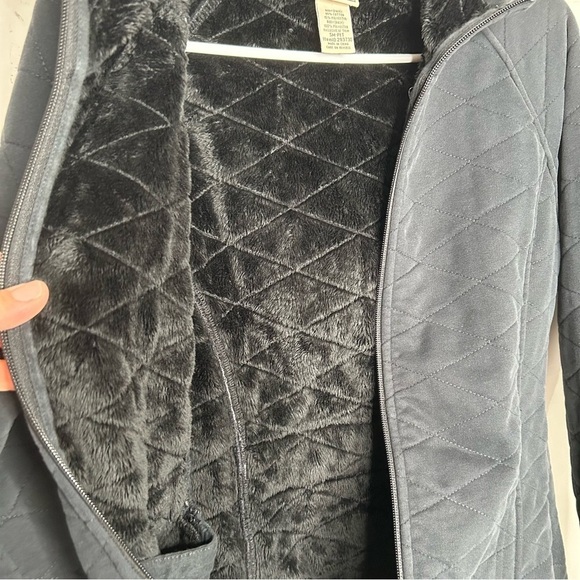 Ll Bean Women’s Faux Fur Lined Quilted Coat Jacket Size Small Petite Black - Picture 3 of 6